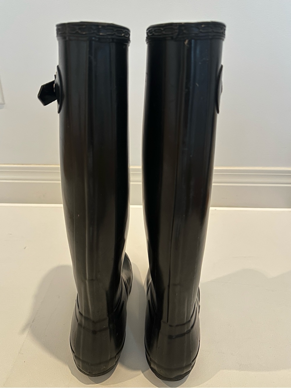 Original Hunter Glossy Black Knee-High Tall Waterproof Rain Boots size 8 - Picture 5 of 11